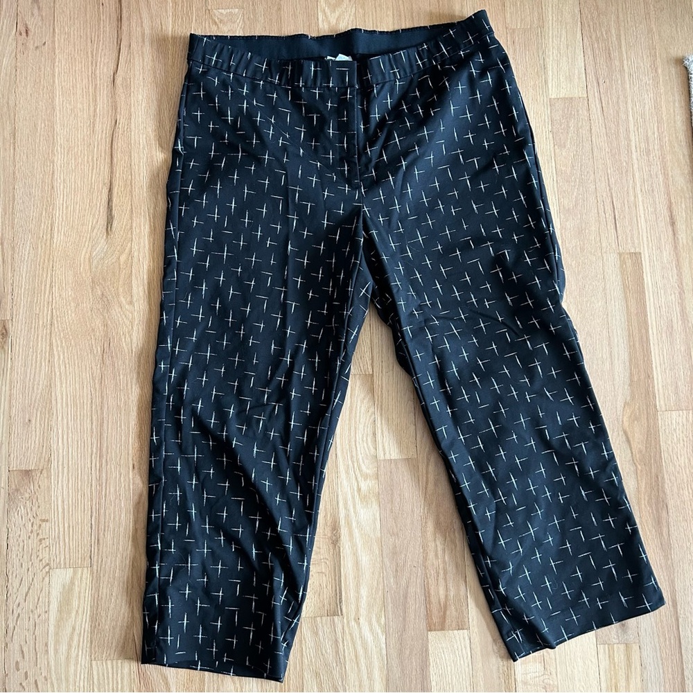 J Jill stretch cropped black white neutral pattern career pants size 18 cotton